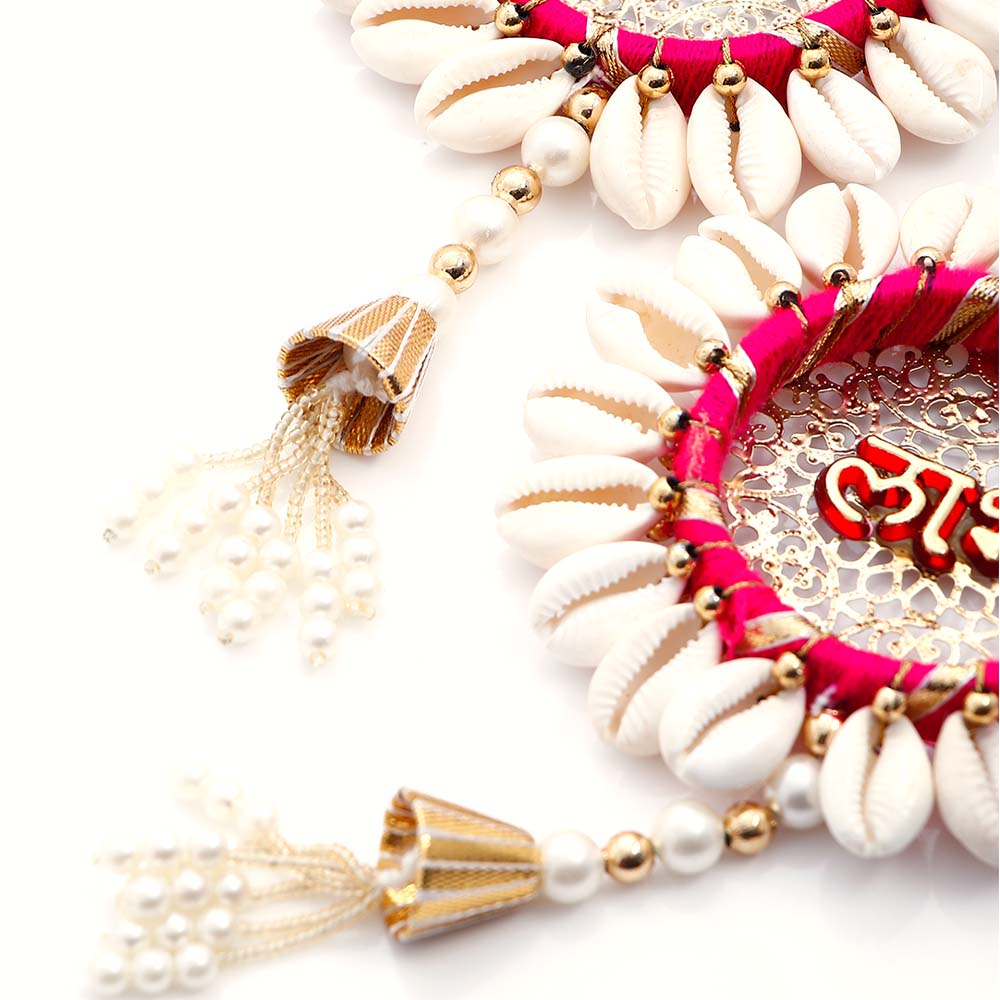 Handmade Pink Shell Conch Subh Labh Hanging