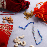 Traditional Blue Floral Rakhi with Kaju Badam 100 GM