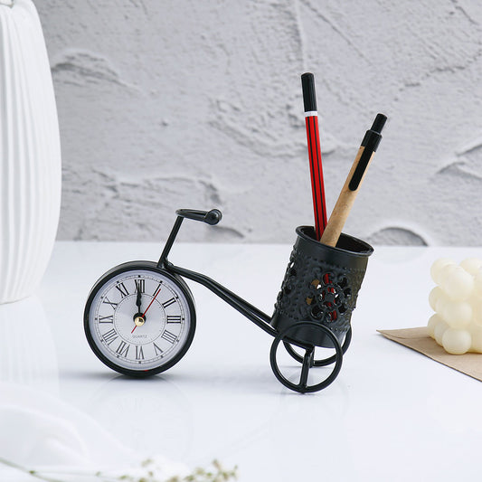 Bicycle Pen Stand Figurine Clock