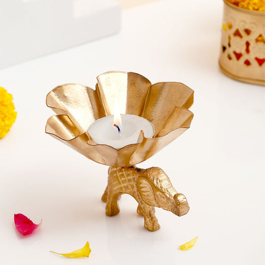 Golden Elephant Diya