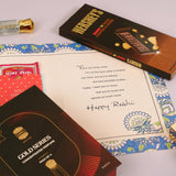 Ajmal Gold Series Perfume with Rakhi Greeting Card and Hersheys Coffee Chocolate