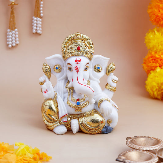 Lord Ganesha Idol with Golden Emblishment