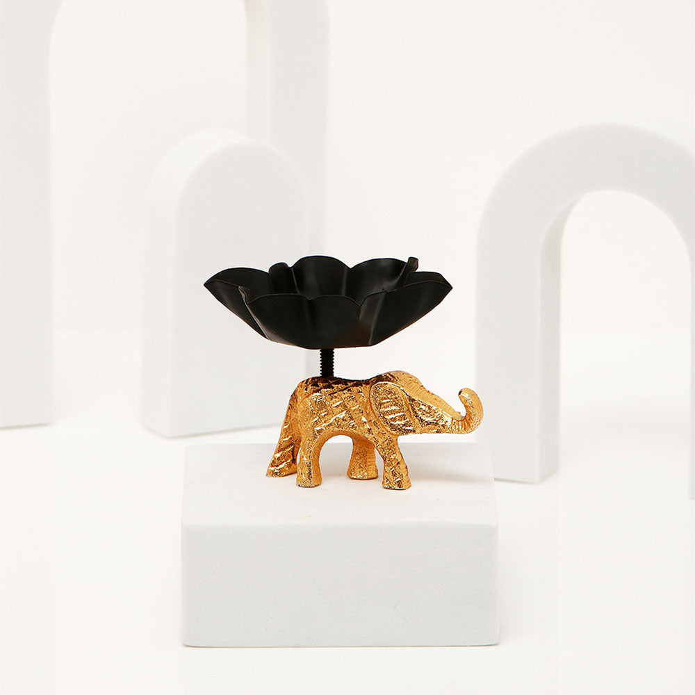 Golden and Black Elephant Diya