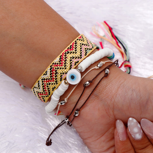 Knitted Yellow Multi Layer Bracelet Set