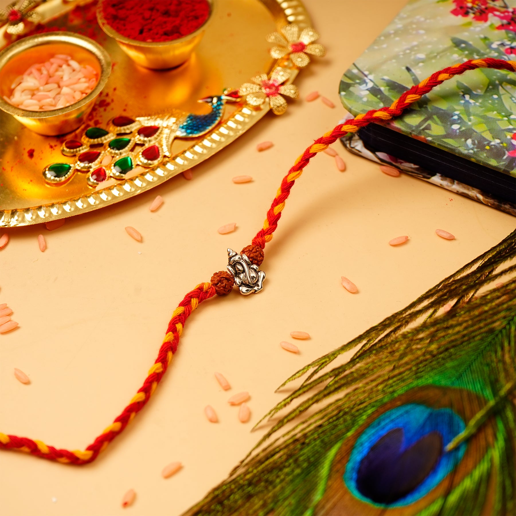 Ganesha Silver Rakhi with Ferrero Rocher 200 GM