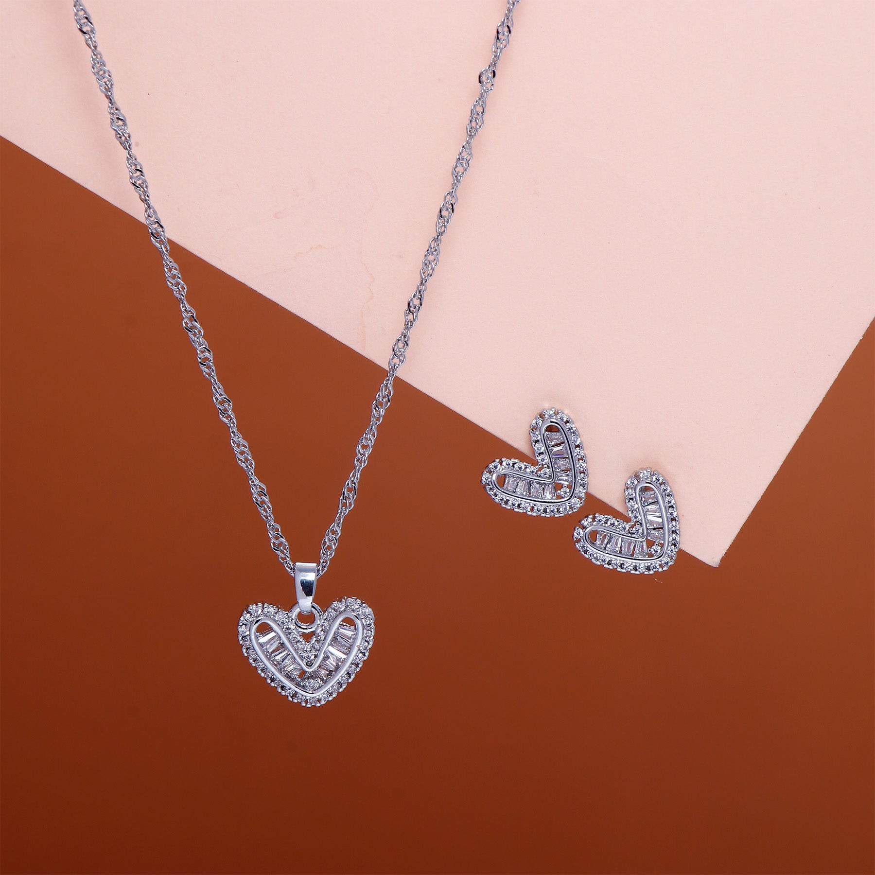 Doodle Heart Pendant with Earring Set