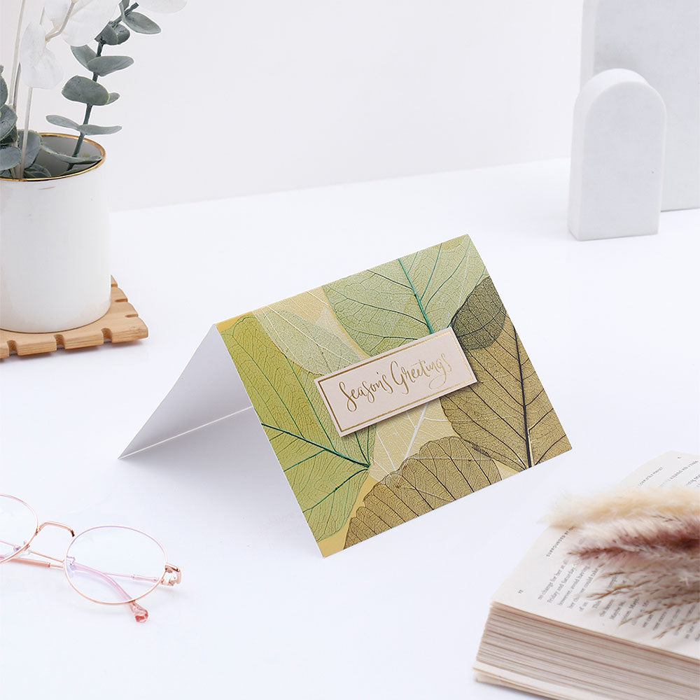 Green Leaves Seasons Greeting Card