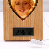 LED Heart Wooden Photo Frame with Clock