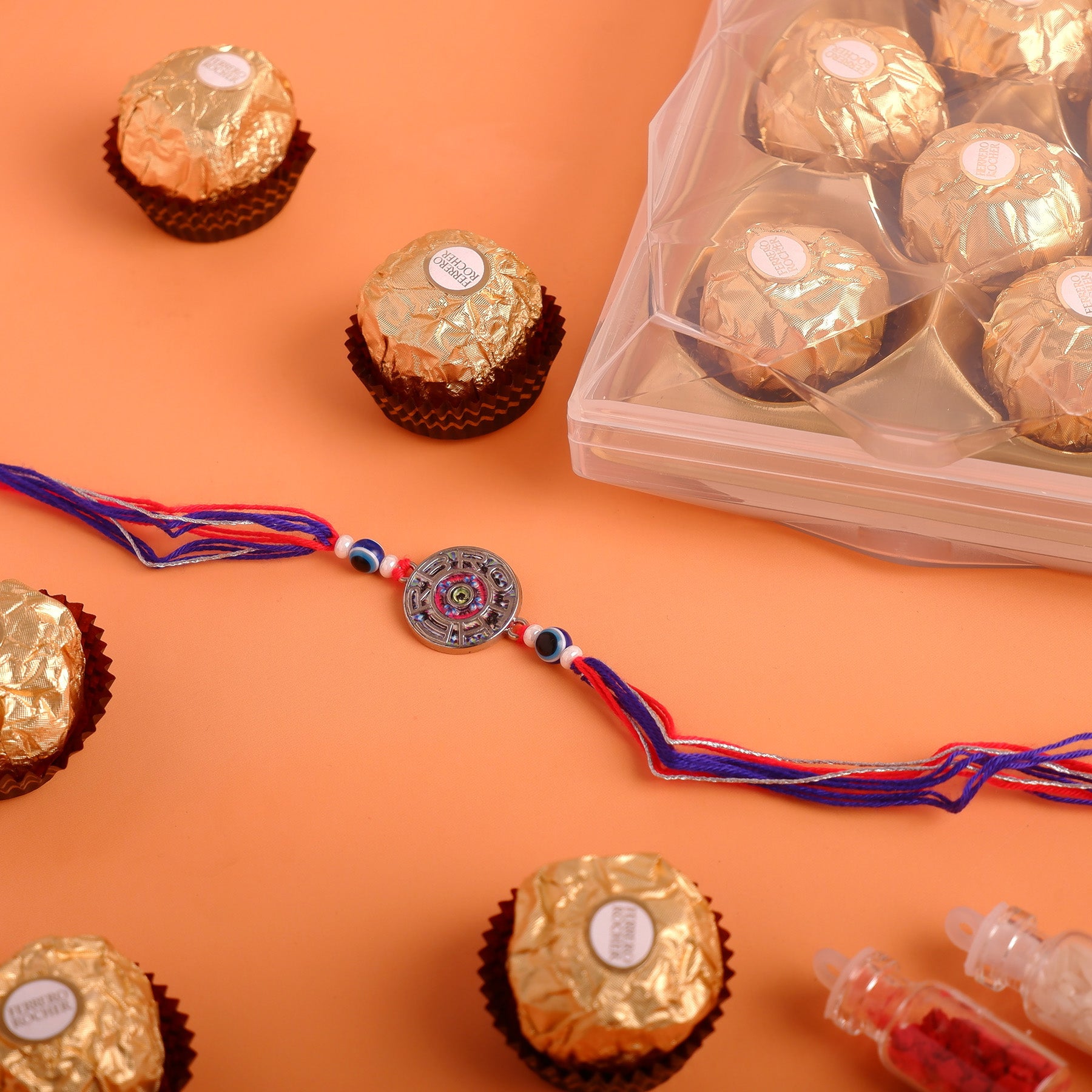 Beautiful Rakhi with Ferrero Rocher Gift Box
