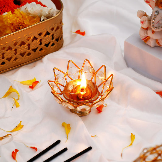 Golden Lotus Akhand Jyoti Diya