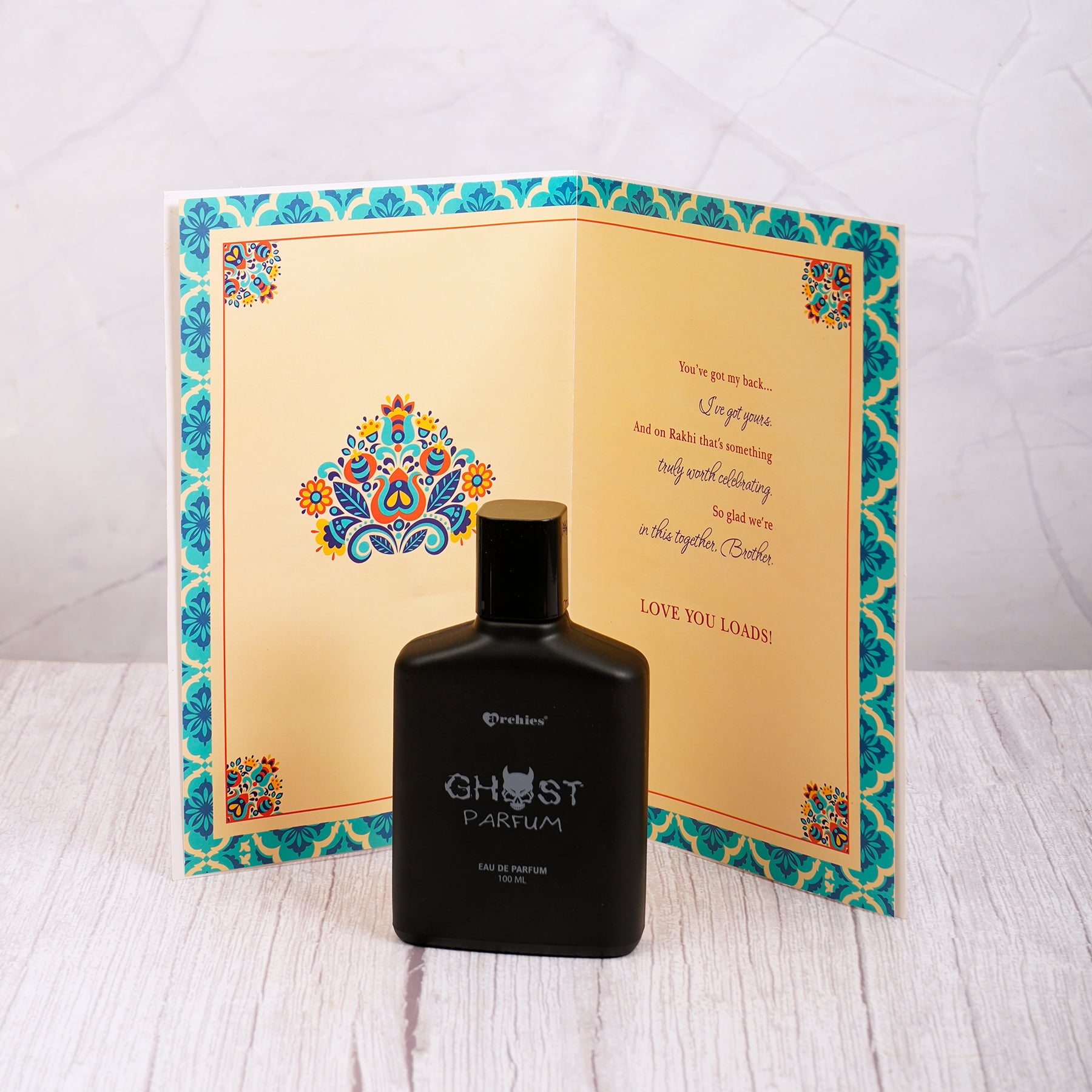 Ghost Perfume with Best Wishes Rakhi Greeting Card