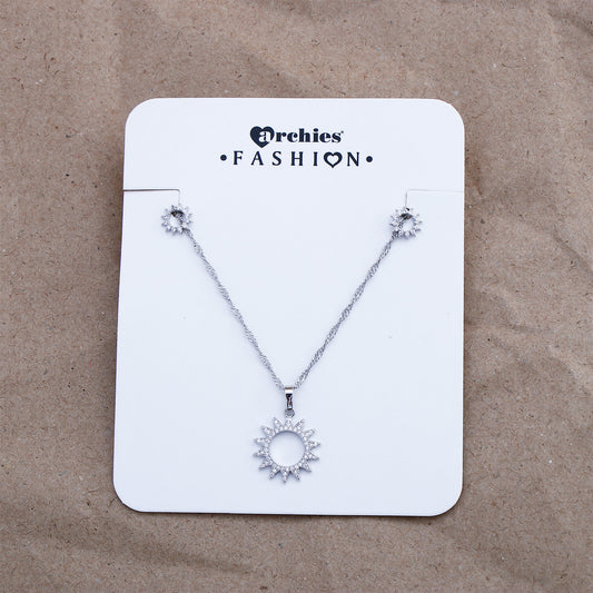 Sun Ring Pendant with Earring Set