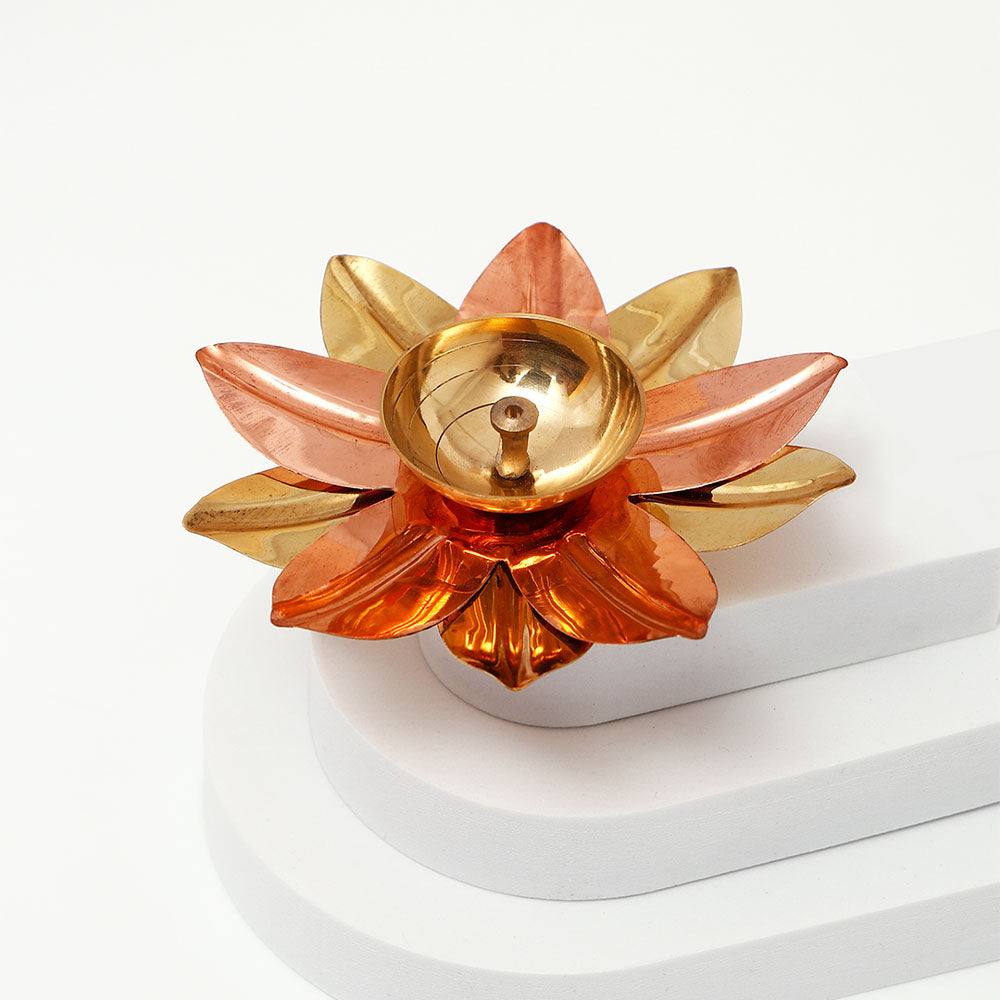 Floral Brass Akhand Jyoti Diya