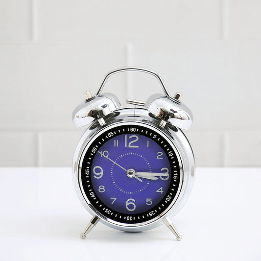 Blue and Silver Twin Bell Alarm Clock