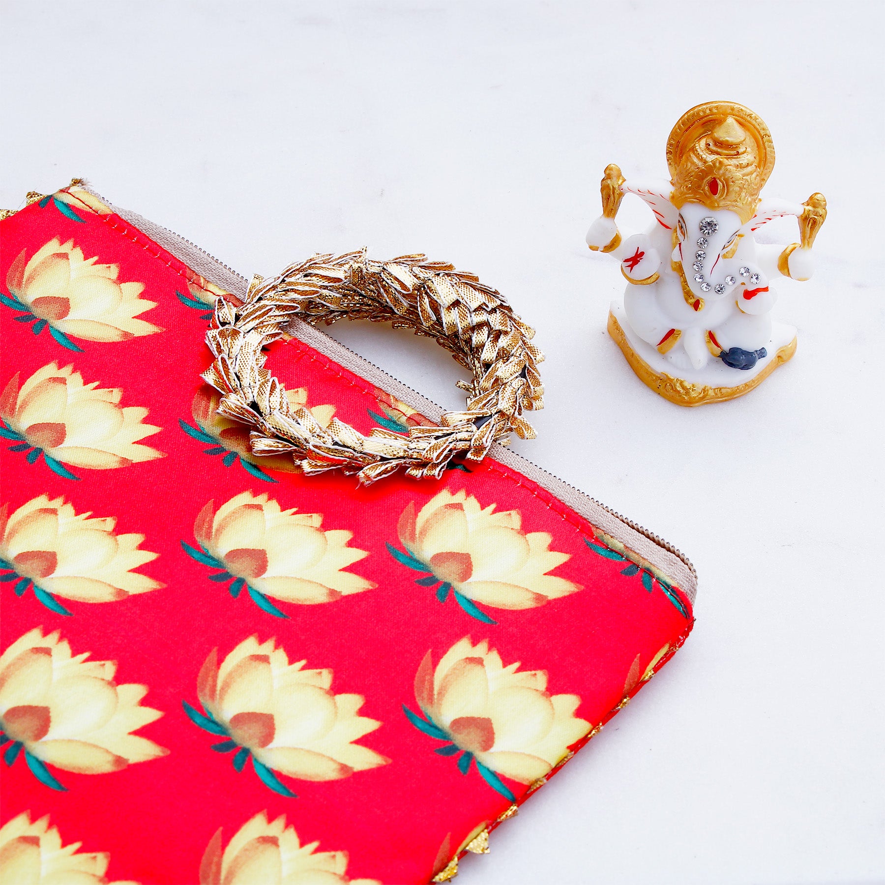 Shree Ganesha Idol with Red Bag and Modak