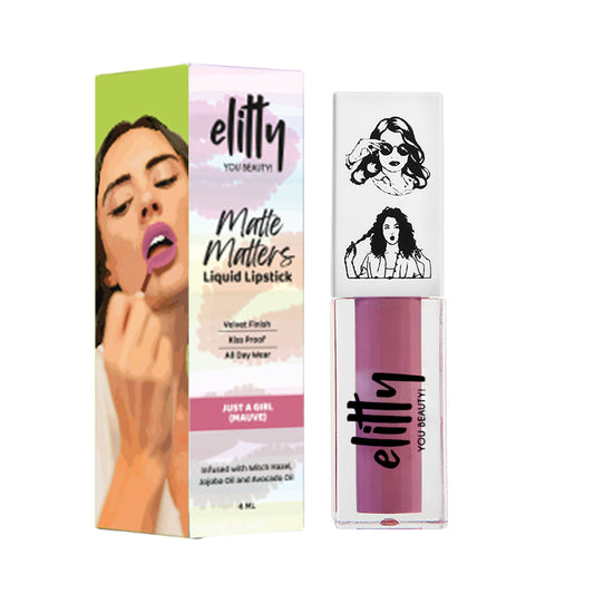 Elitty Mauve Liquid Matte Lipstick | Transferproof, Smudgeproof & Lightweight | Just A Girl - 4 ML