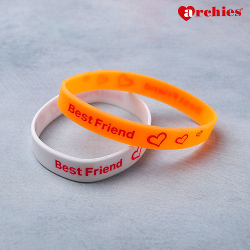 Silicone Friendship Bands Orange and White Set of 2
