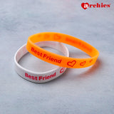 Silicone Friendship Bands Orange and White Set of 2