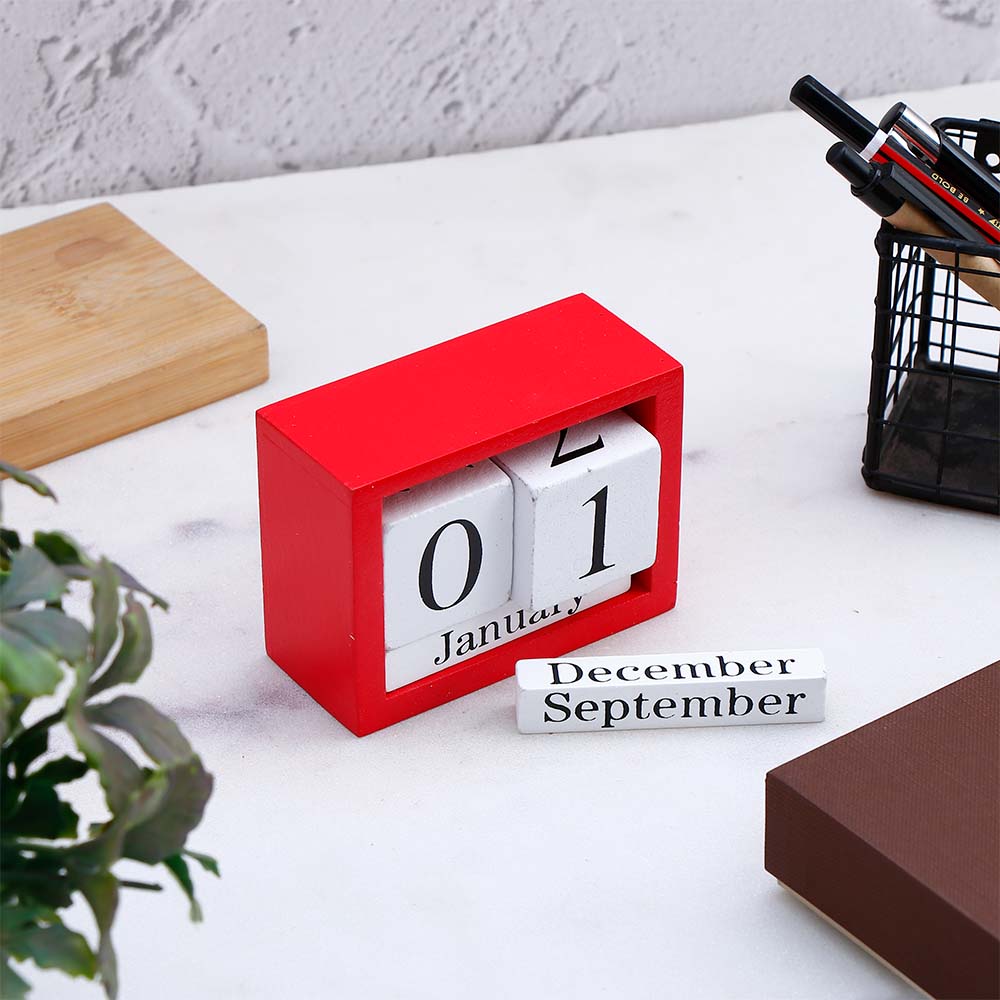 Vintage Biplane Table Top Calendar - Red