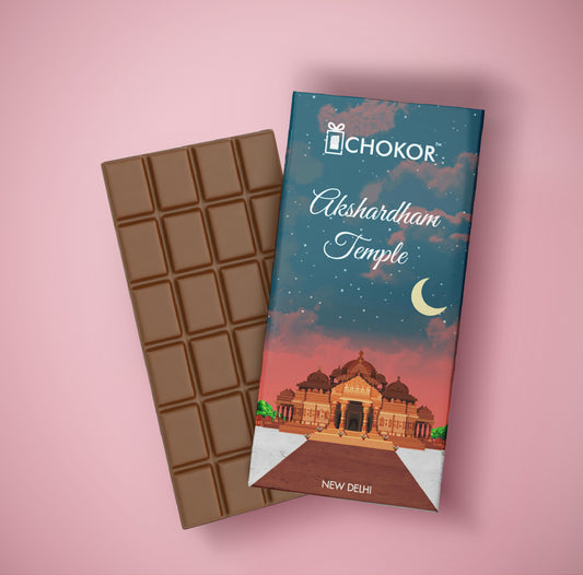 CHOKOR Akshardham Temple -  Coffee Flavoured Almond Chocolate Bar