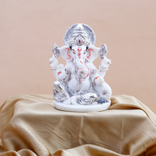 Shee Ganesha Idol with Silver Emblishment