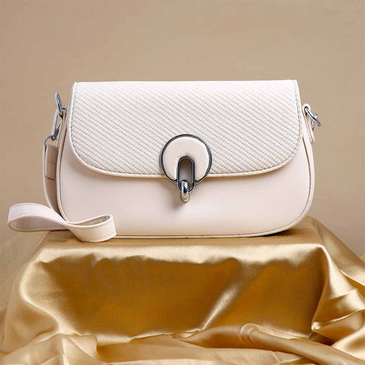 Archies White Luxe Diva Handbag with Adjustable Straps