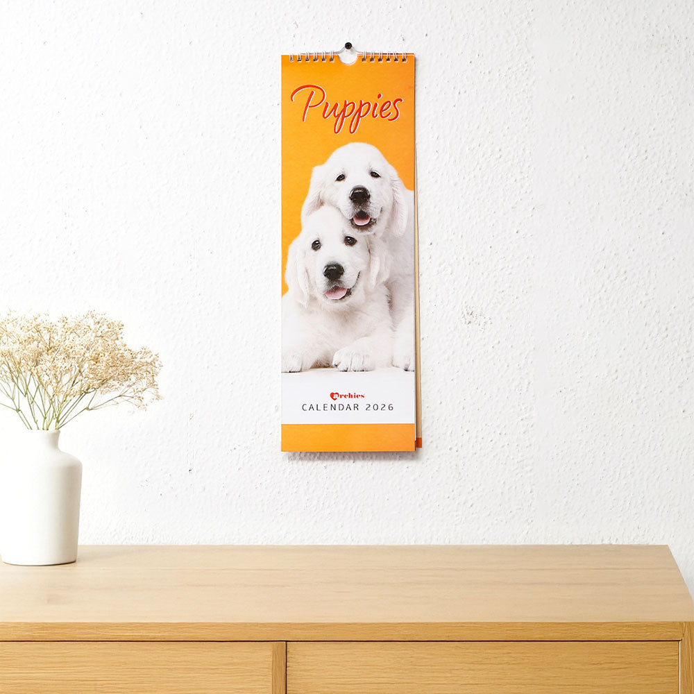 Puppies 2025 Wall Calendar With Envelope
