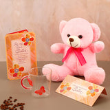Red Butterfly Mug with Teddy and Sister Greeting Card