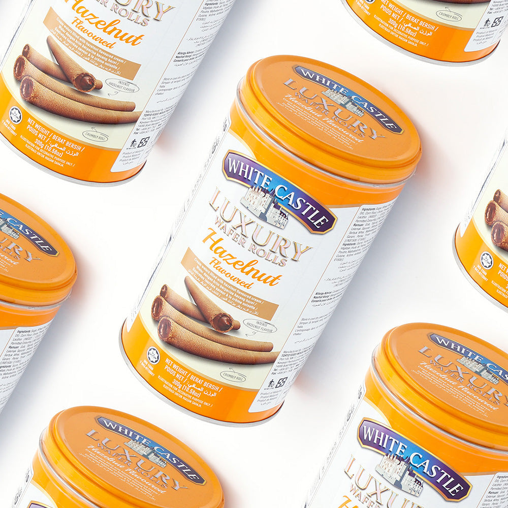 White Castle Luxury Wafer Rolls - Hazelnut 