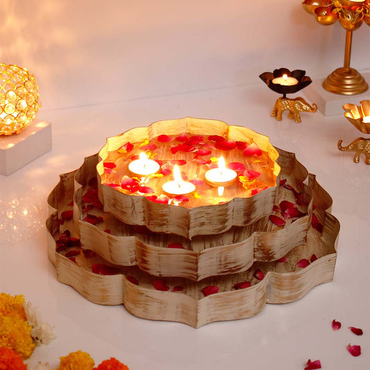 Triple Base Thali for Floating Flowers & Diyas