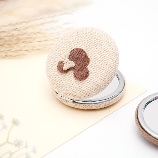 Beige Knitted Compact Mirror