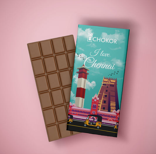 CHOKOR I Love Chennai - Blueberry Flavoured Chocolate Bar