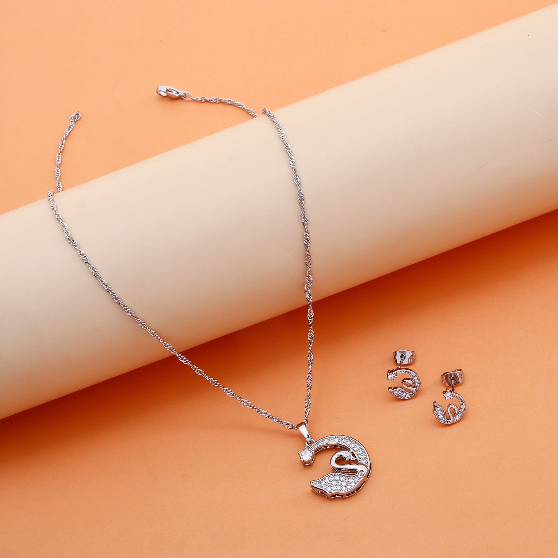 Celestial Swan Pendant with Earring Set