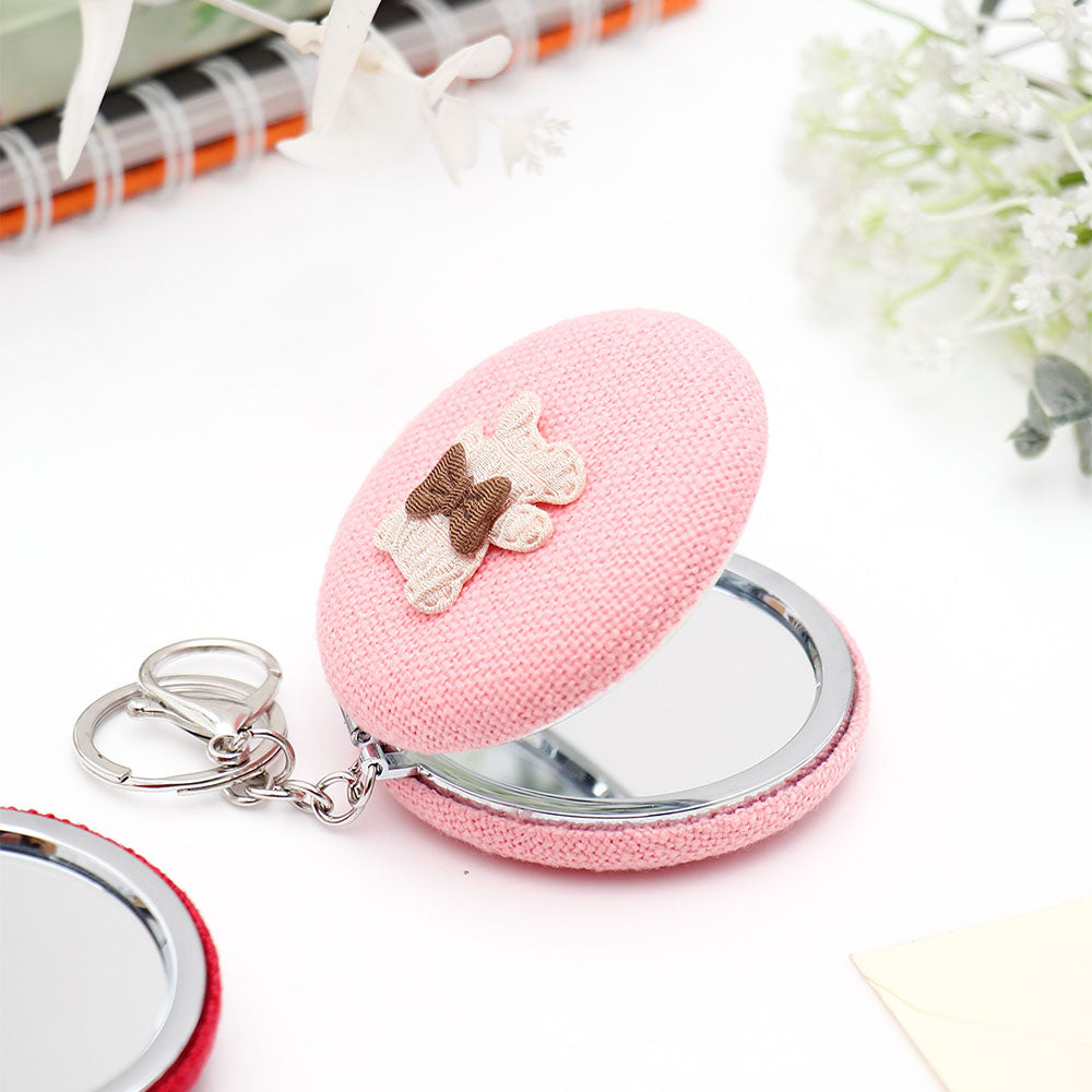 Pink Knitted Compact Mirror