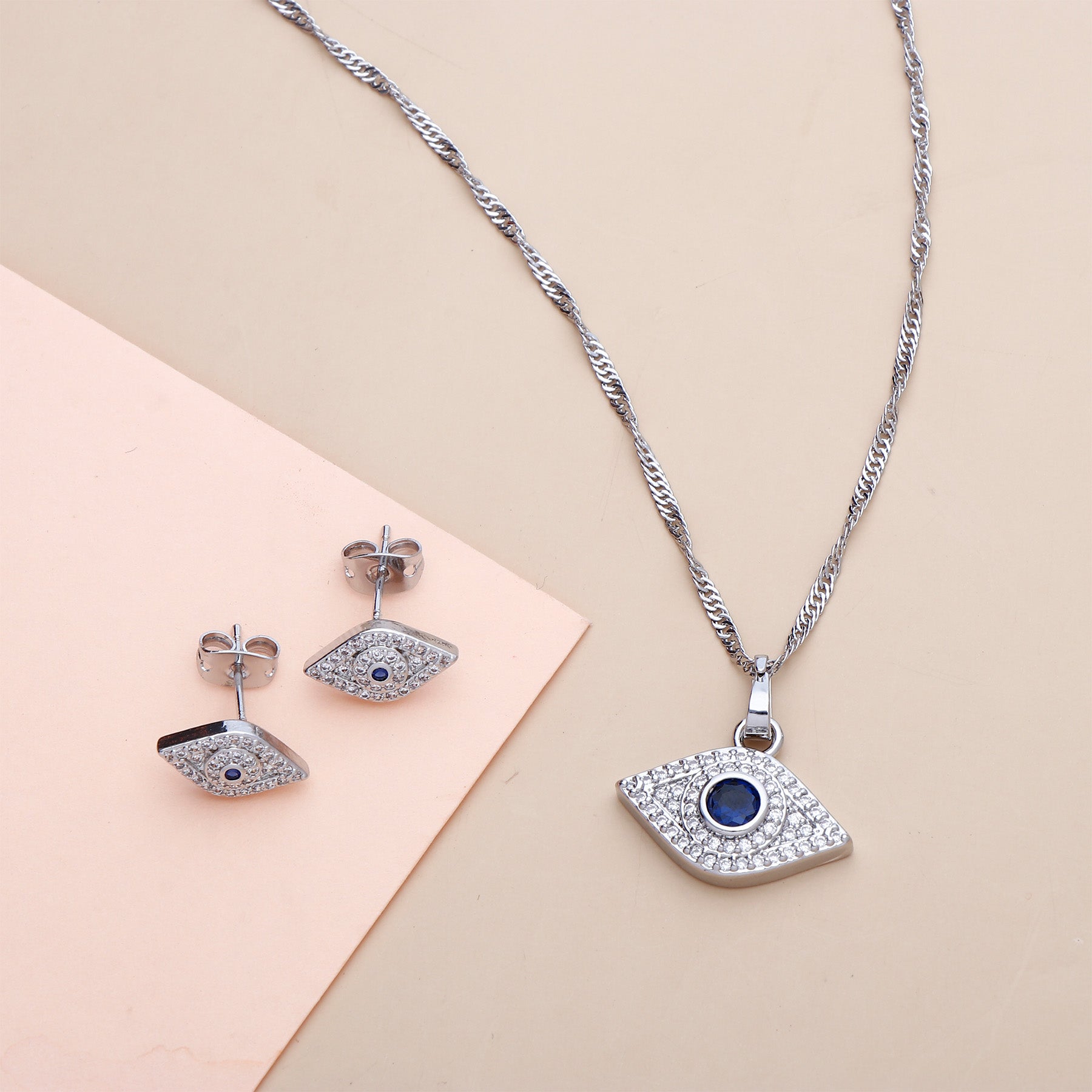 Protective Gaze Pendant with Earring Set