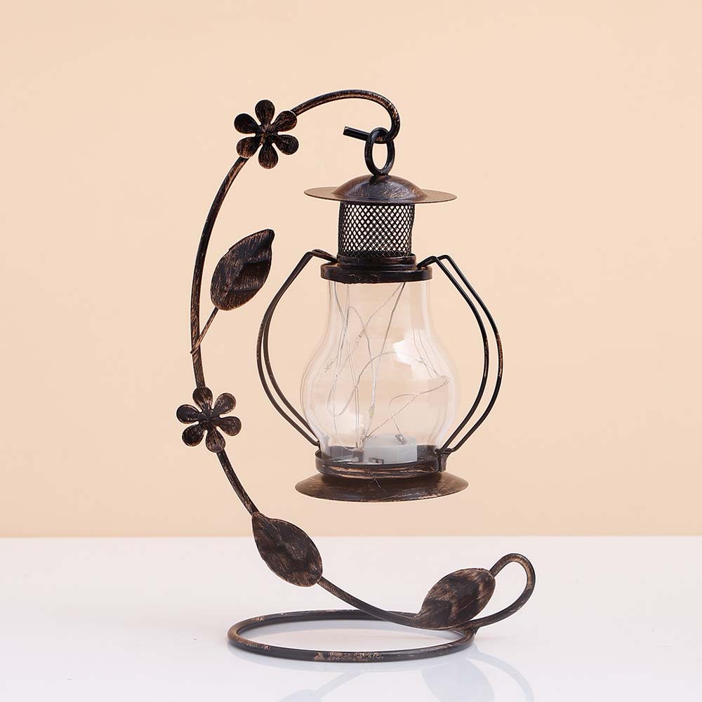 Rustic Metal Lantern with Glass Jar Light