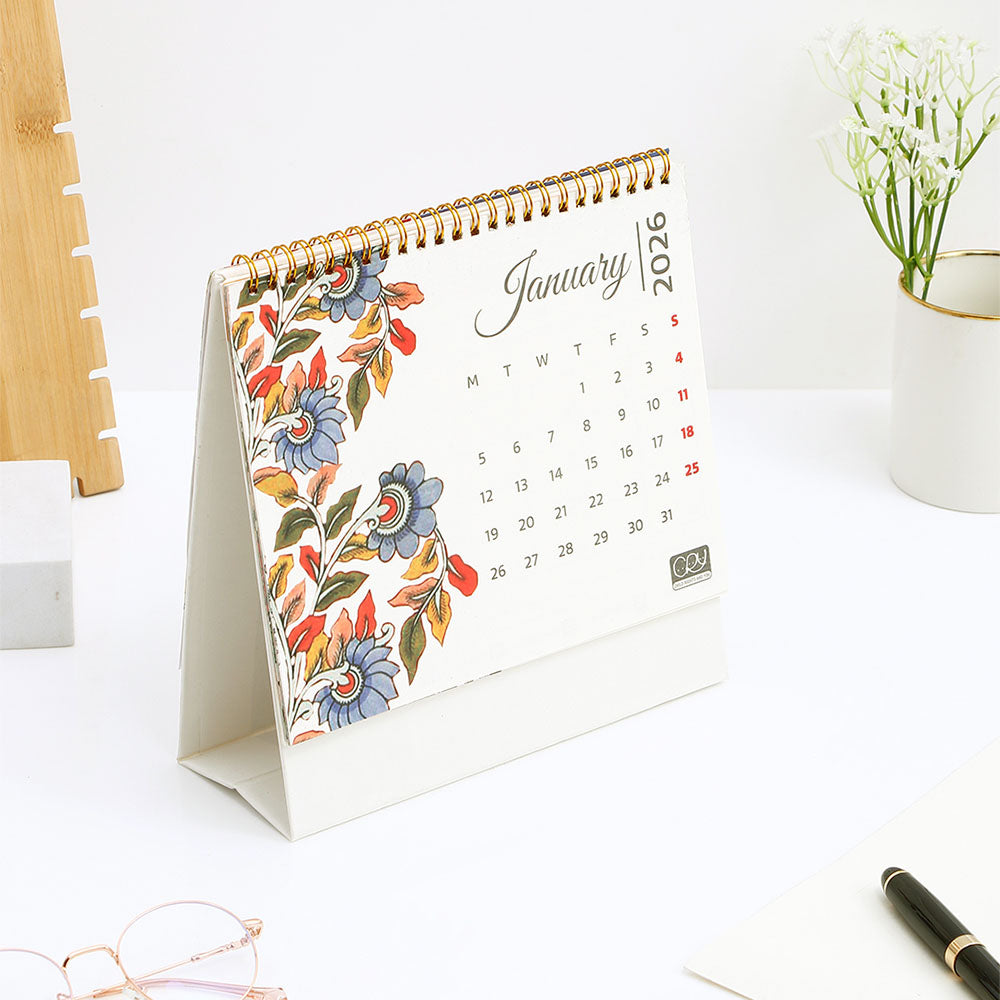 Textiles 2025 Desk Top Calendar With Envelope