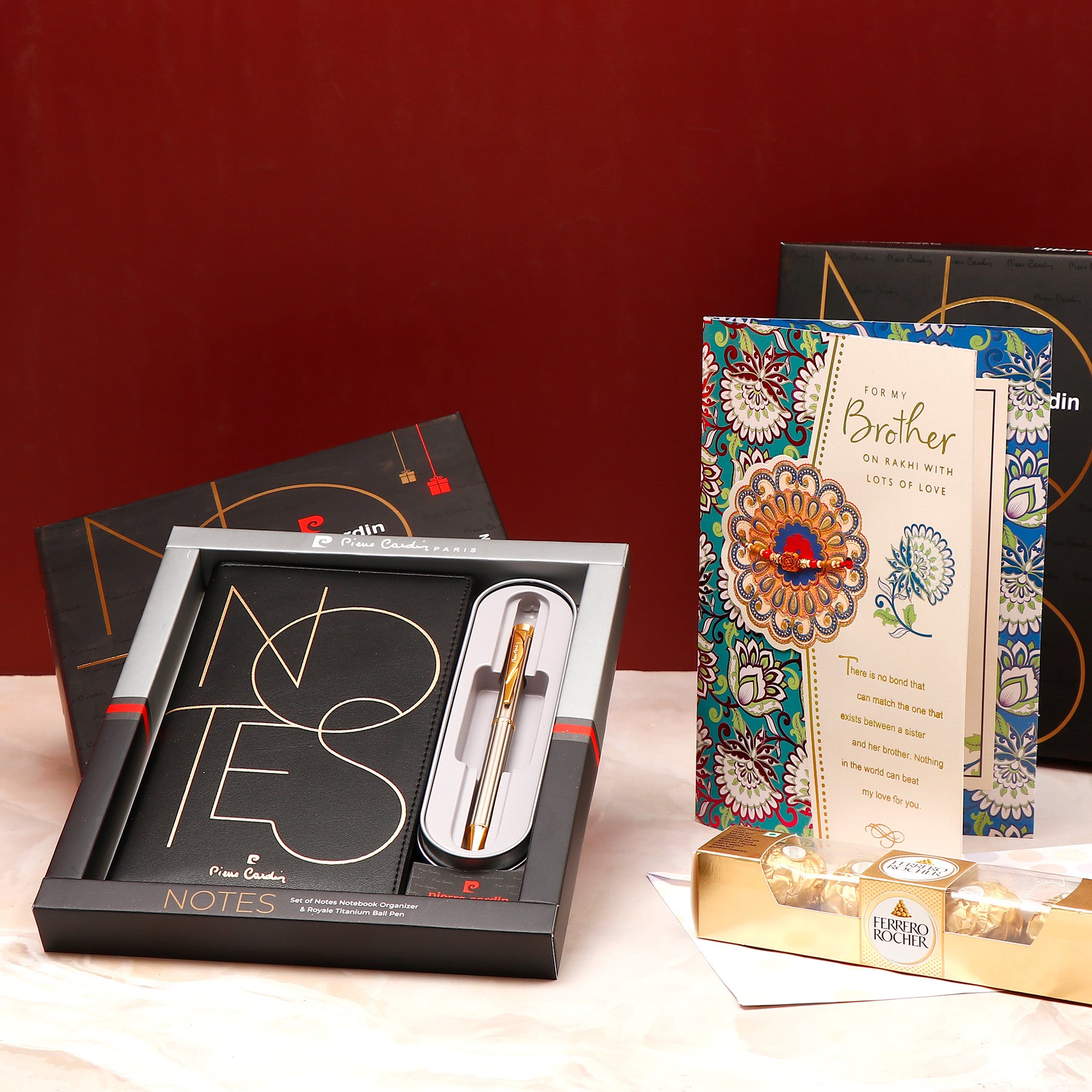 Rakhi Greeting Card with Black Notebook Gifting Set