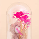 Pink Teddy LED Glass Jar Showpiece