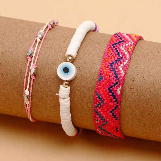 Knitted Pink Multi Layer Bracelet Set