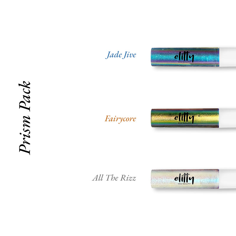 Elitty Prism Ombre Waterproof Liquid Eyeliner Combo | Pack of 3 Holographic Shades  (Green Brown,Silver Blue, Purple Blue)  |4 ML Each 

