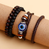 Evil Eye Beaded Multilayer Leather Bracelet