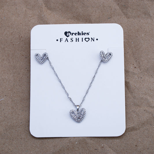 Doodle Heart Pendant with Earring Set