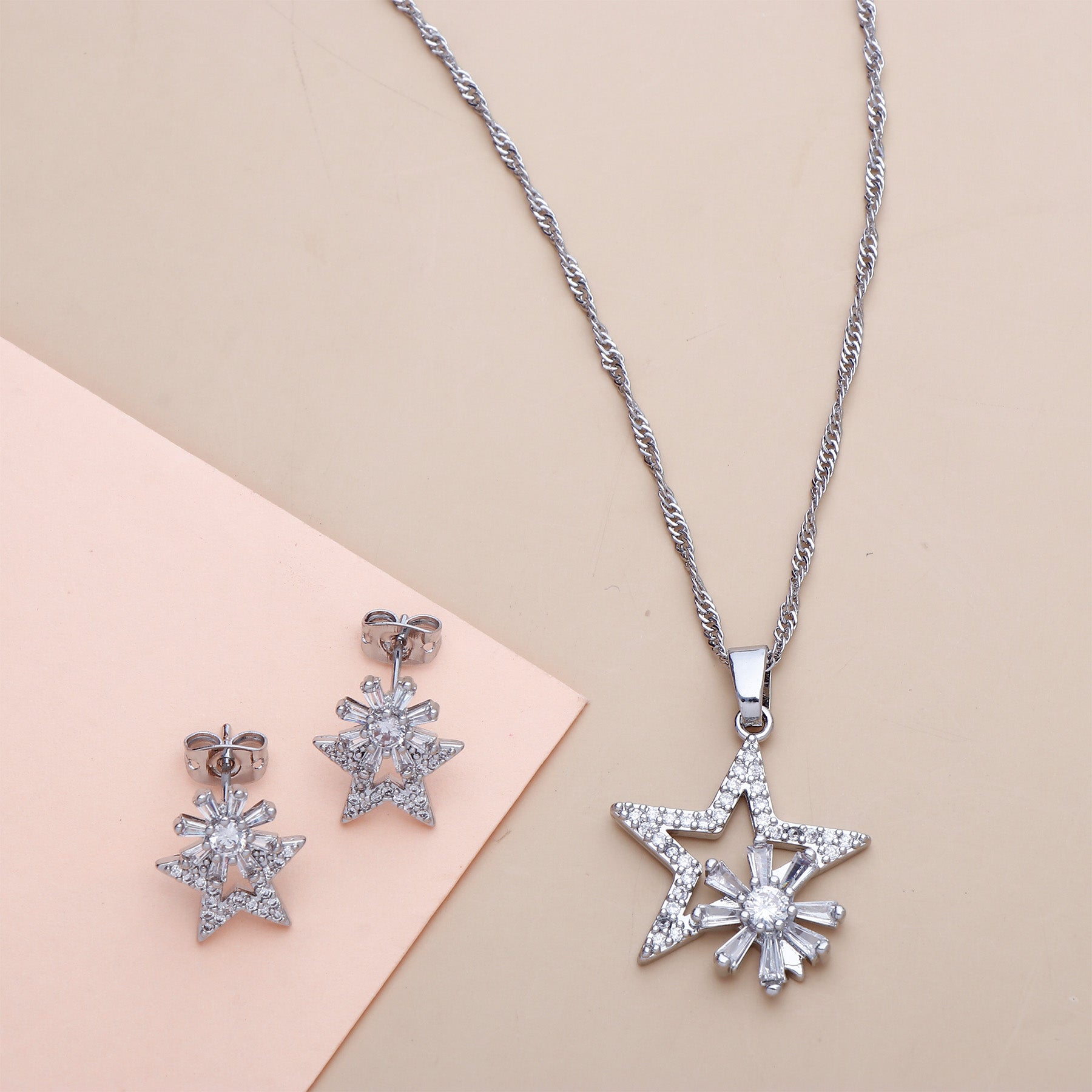 Celestial Bloom Pendant with Earring Set