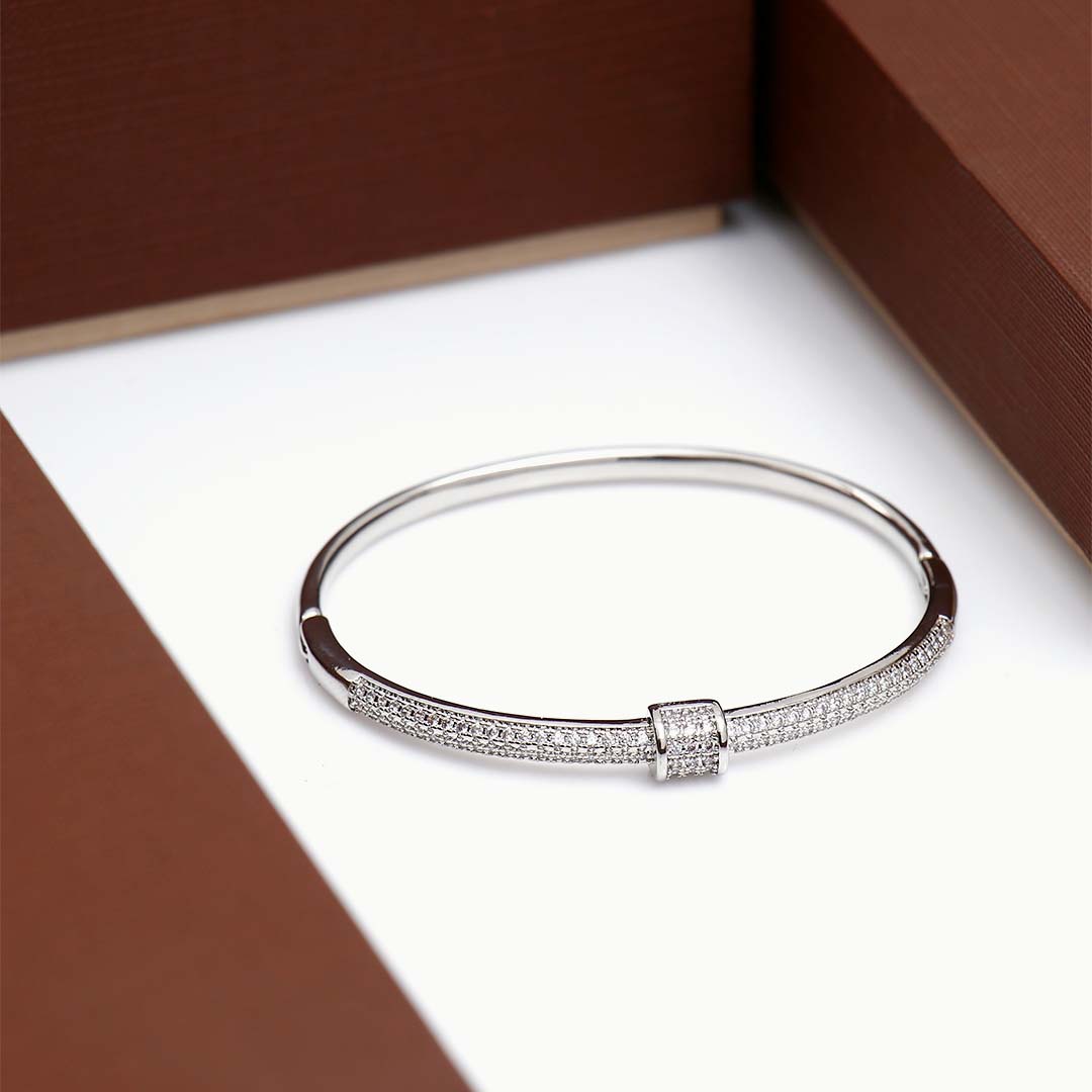 Statement Square Silver Bracelet
