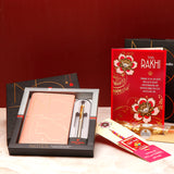 Rakhi Greeting Card with Peach Notebook Gifting Set