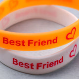 Silicone Friendship Bands Orange and White Set of 2