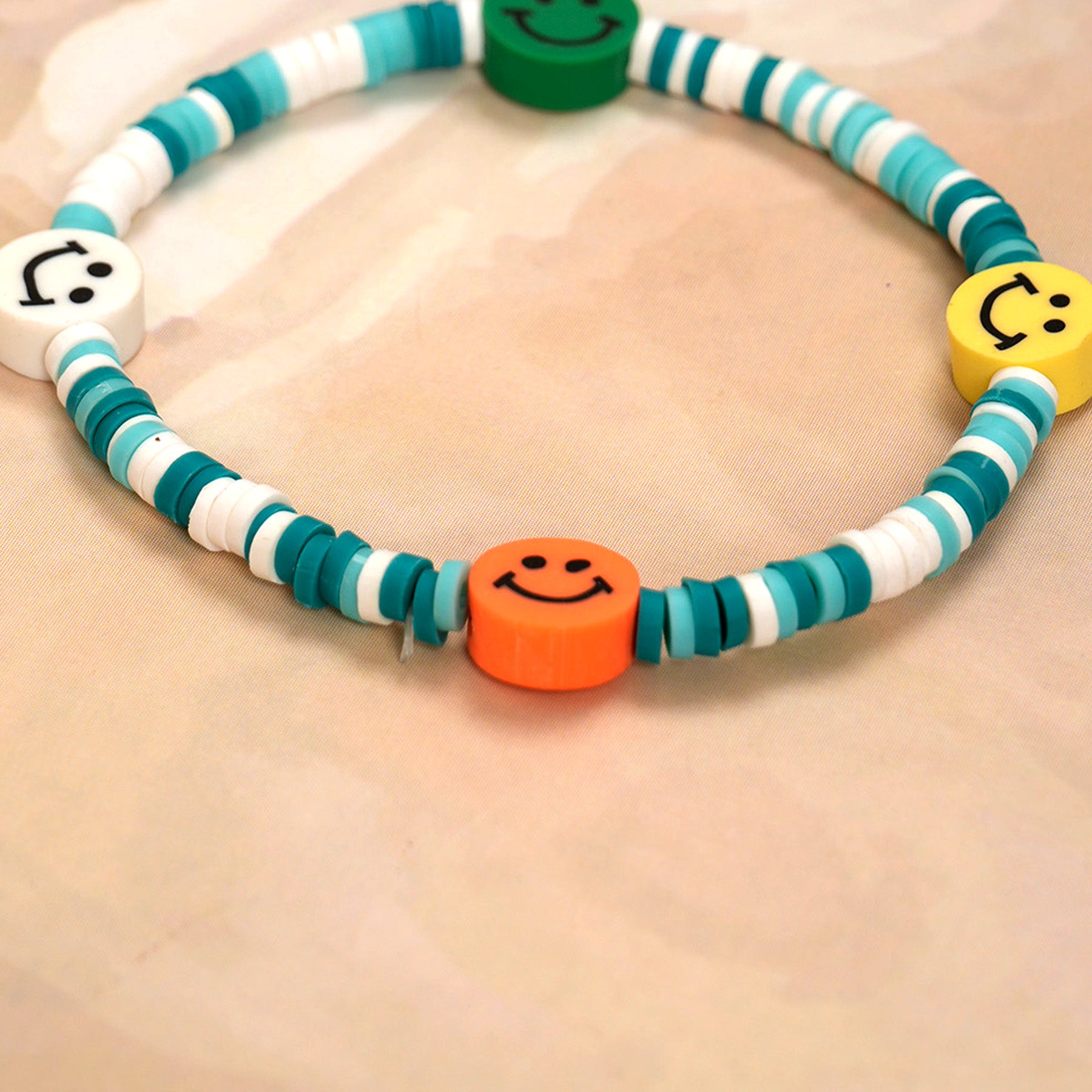 Sea Blue Loop Smiley Bead Friendship Bracelet
