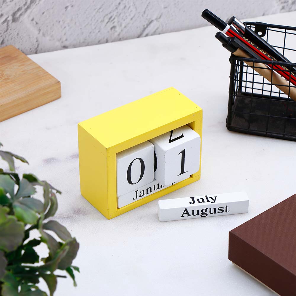 Vintage Biplane Table Top Calendar - Yellow