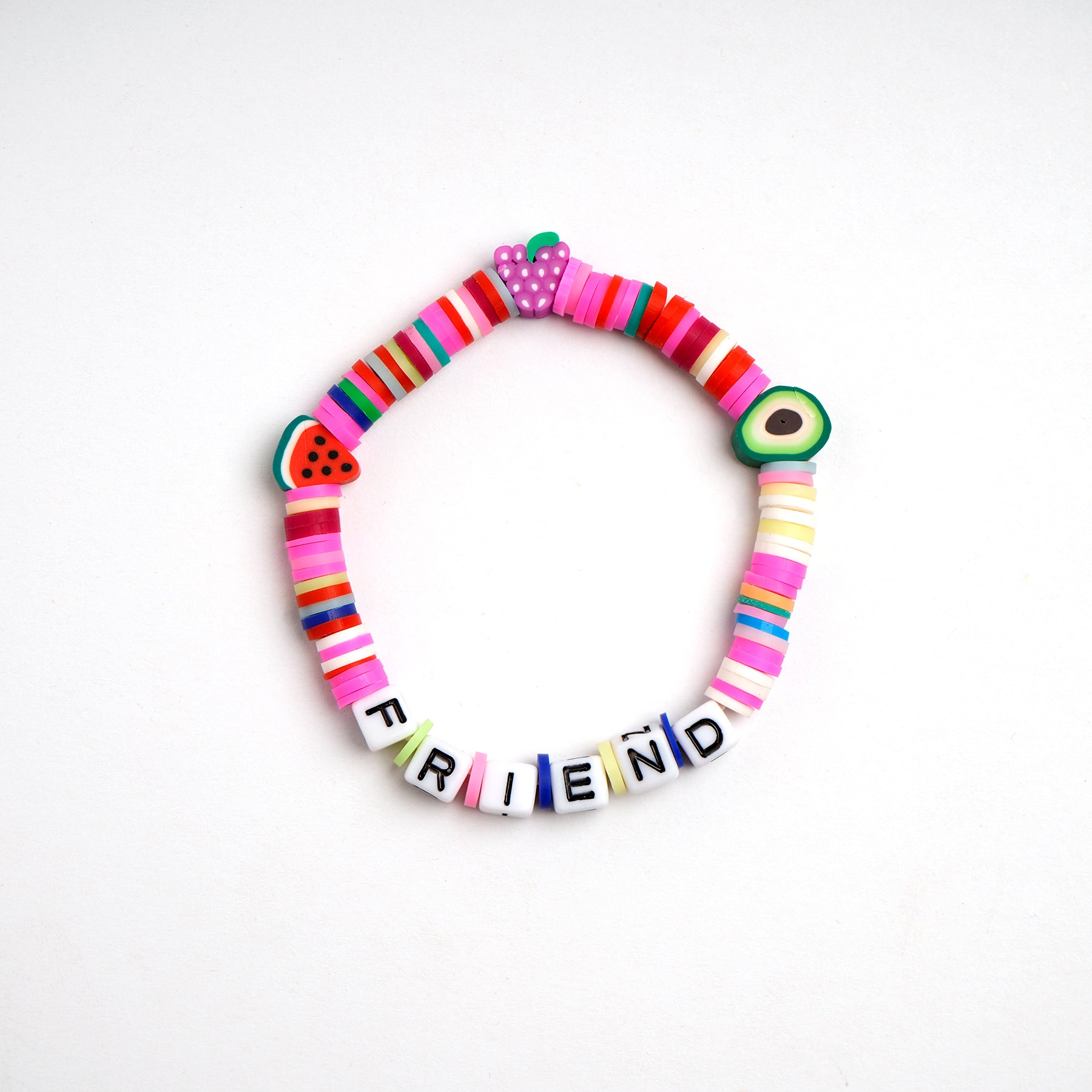 Pink Tone Loop Fruit Bead Friendship Bracelet